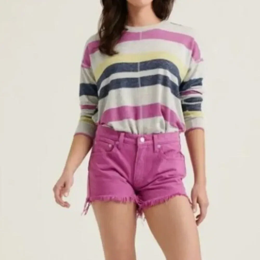 Lucky Brand Size 6 28 Orchid Purple Mid‎ Rise Cut Off Frayed Denim Jean Shorts - Picture 2 of 6